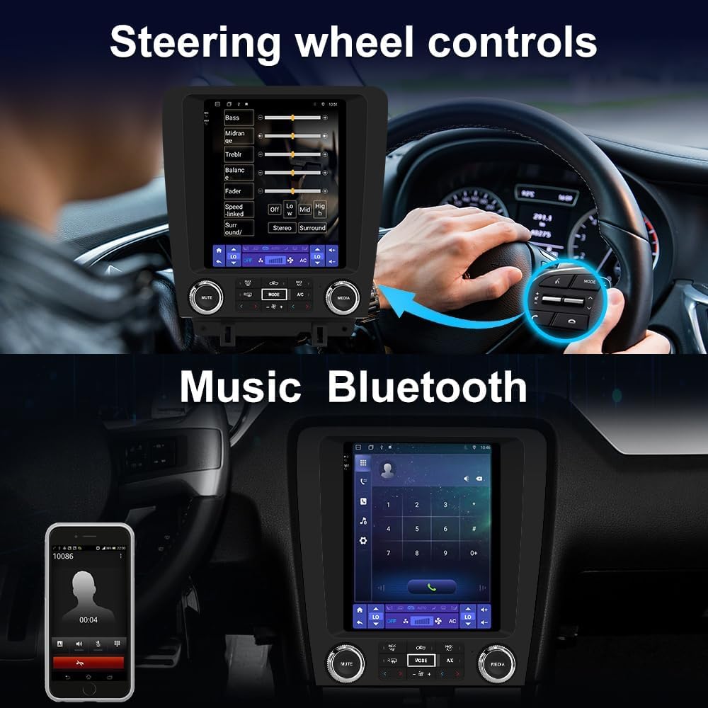 Android 13 Car Stereo Radio Compatible for Ford Mustang 2010-2014 Dual Screen Radio Upgrade,Wireless CarPlay Android Auto Head Unit Built-in DSP Bluetooth WiFi SWC MirrorLink [6G+128G]
