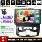 2+32G Car Radio Stereo Compatible with Dodge Ram 1500 2500 3500 2013-2019 Car Stereo Android 13 9Inch HD Touch Screen with Wireless Carplay Android Auto GPS Navigation Rear Backup Camera