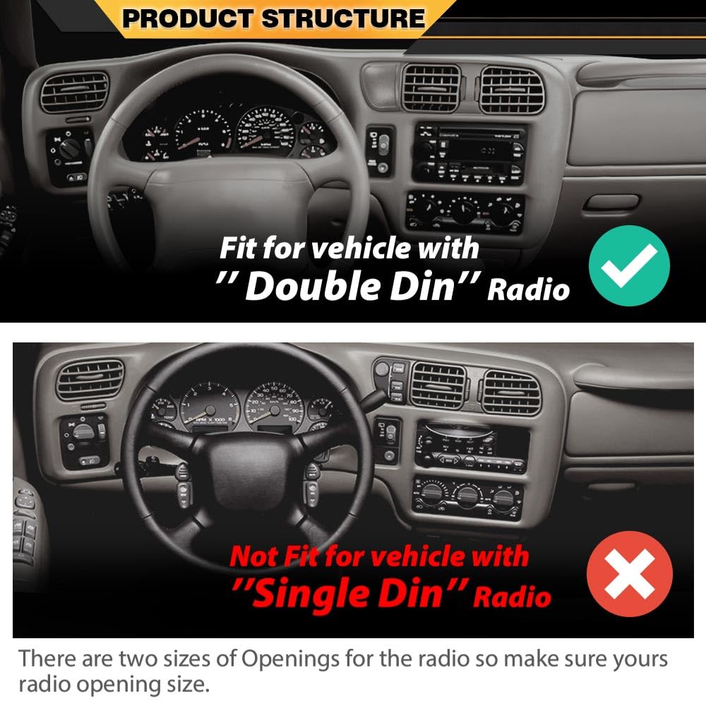 Dash Radio Bezel Grey Compatible with Chevy Blazer S10 GMC Jimmy Sonoma 1998-2004/ Fit for Vehicle with Double Din Radio