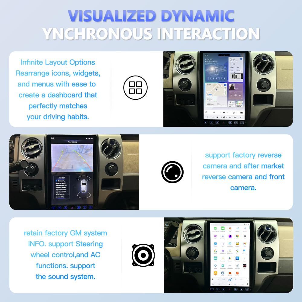 Android 14 Car Radio for Ford F150 F-150 2013 2014 Stereo Replacement Tesla Style Dash IPS Touch Screen Android Auto GPS Navigation Unit Multimedia Player 14.4 Inch