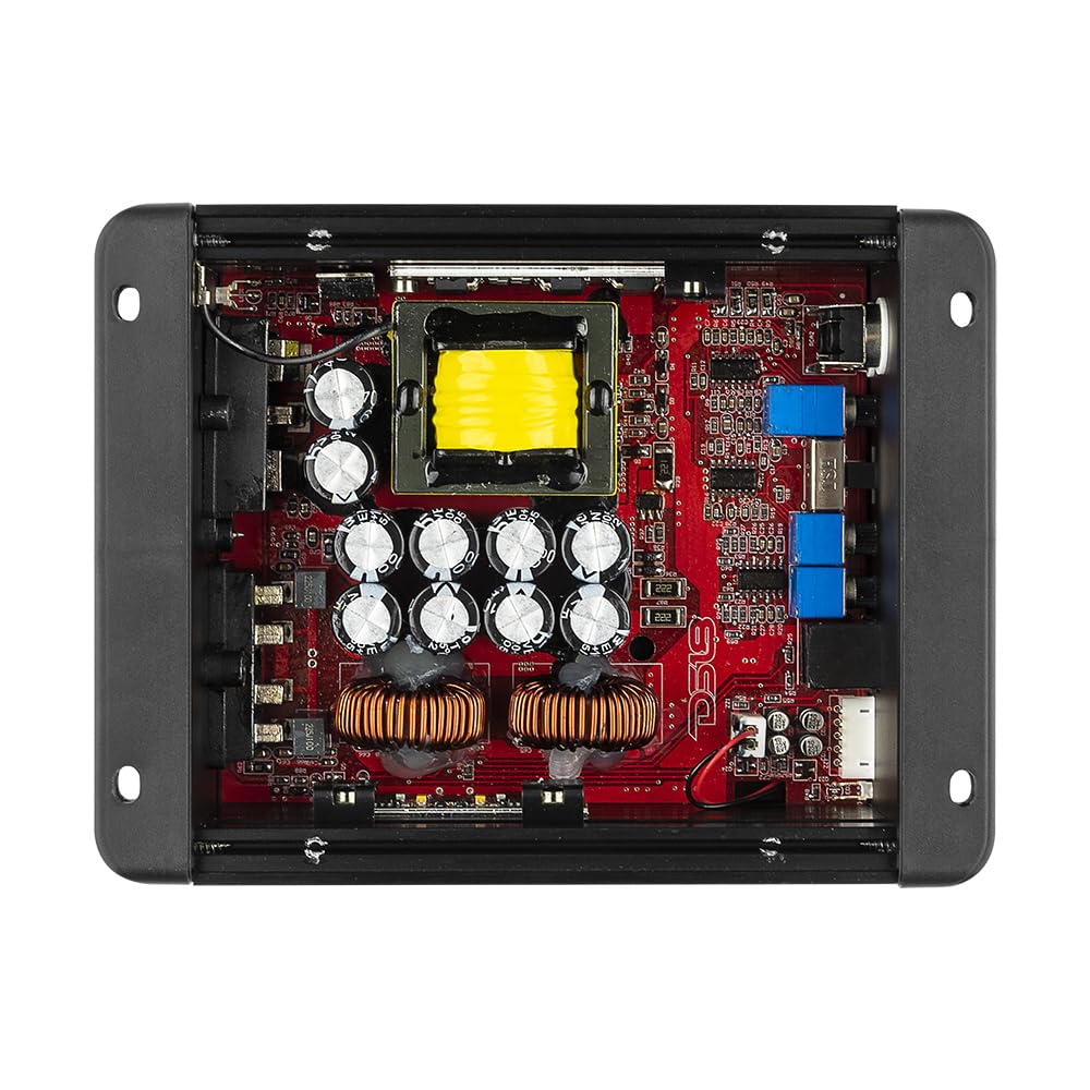 DS18 ION700.2D 2-Channel Amplifier Full Range 2 x 350W RMS @ 2-Ohm Class D, Compact Design, Digital 2 Channel Car Amplifier, Miniature Size, Remote Subwoofer Level Control Included (Renewed)