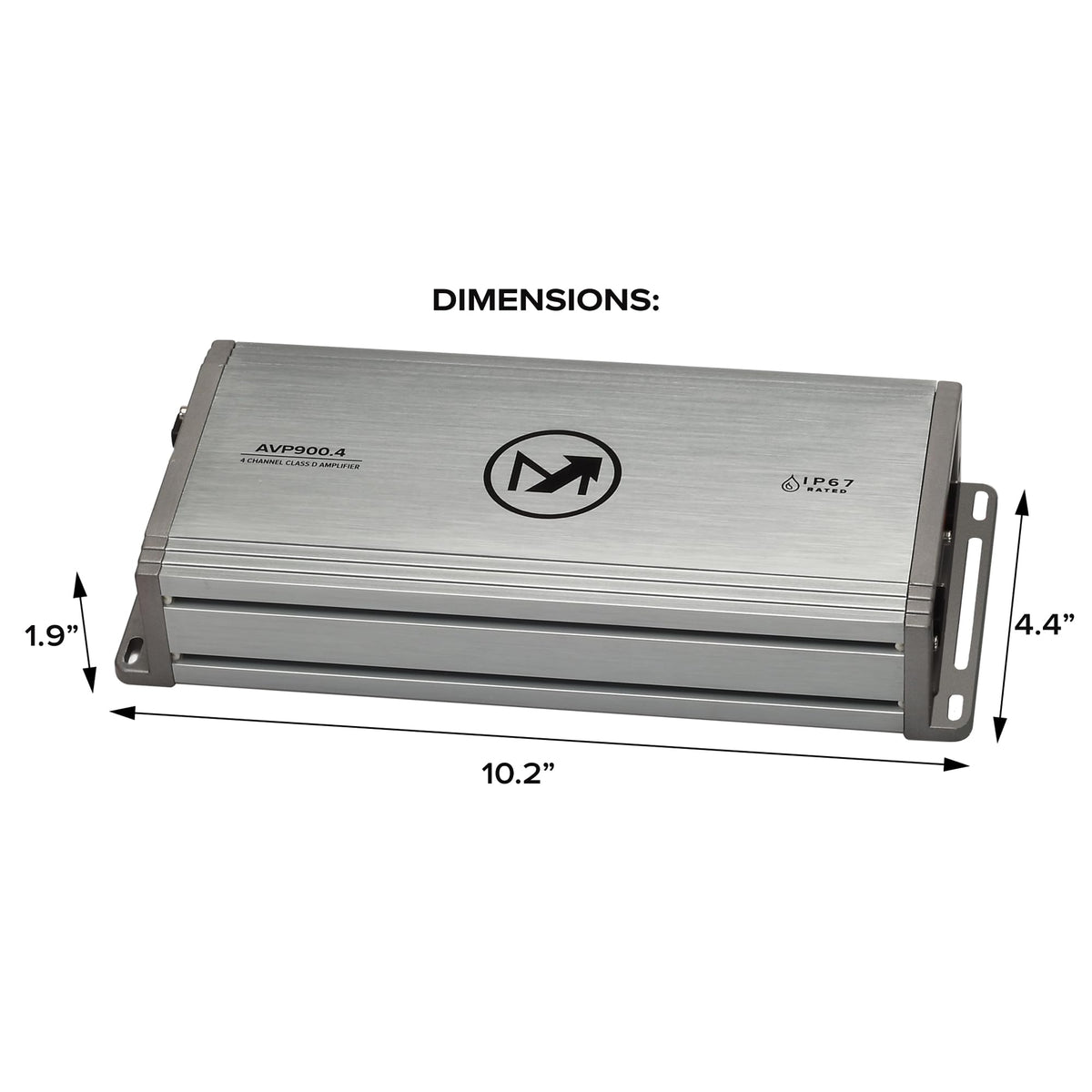 Magnadyne AquaVibe Pro AVP900.4 4-Channel Class D Marine Amplifier, IP67 Wet-Rated, 900W RMS, Boat, Motorcycle, RV, Off-Road Audio with Full Variable Crossover