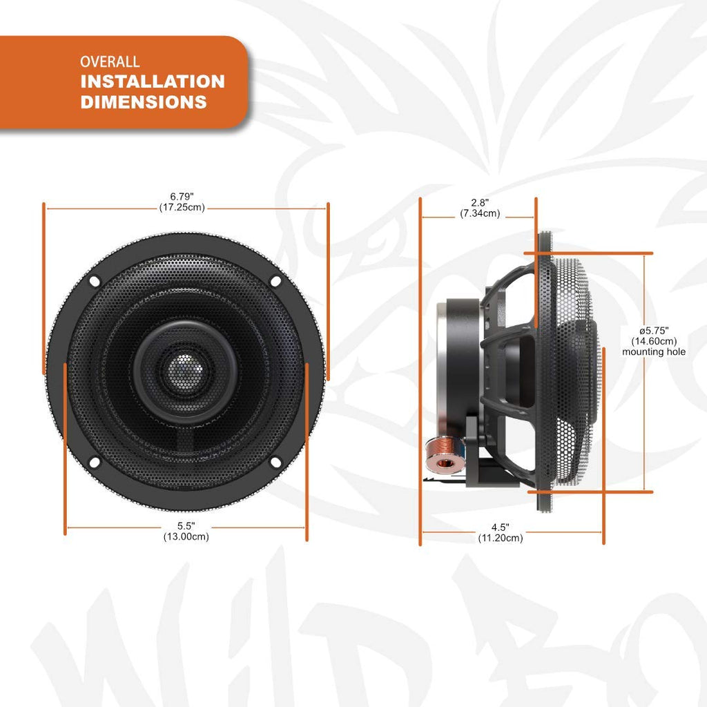 Wild Boar Audio WBC 1654 High Performance 6.5" Front Speakers with Grills (2 Pack), Fits 2014-2024 Harley-Davidson Motorcycles