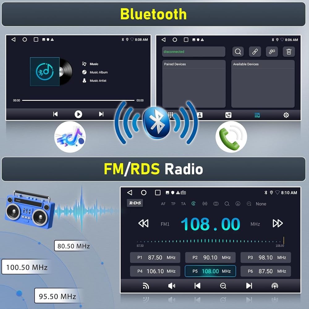 9.7 Inch Android 13 Car Stereo Radio for Chevrolet GMC 2007 2008 2009 2010 2011 2012 2013 2014 with Wireless Carplay/Android Auto Double Din GPS Navigation BT WiFi Camera【2+32G】