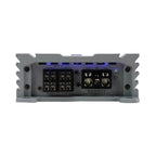 Hifonics Brutus BRL1200.4 car Audio Four Channel Amplifier Delivering 1200 watts RMS with a Built-in UV Meter and Intelligent Power Management System.