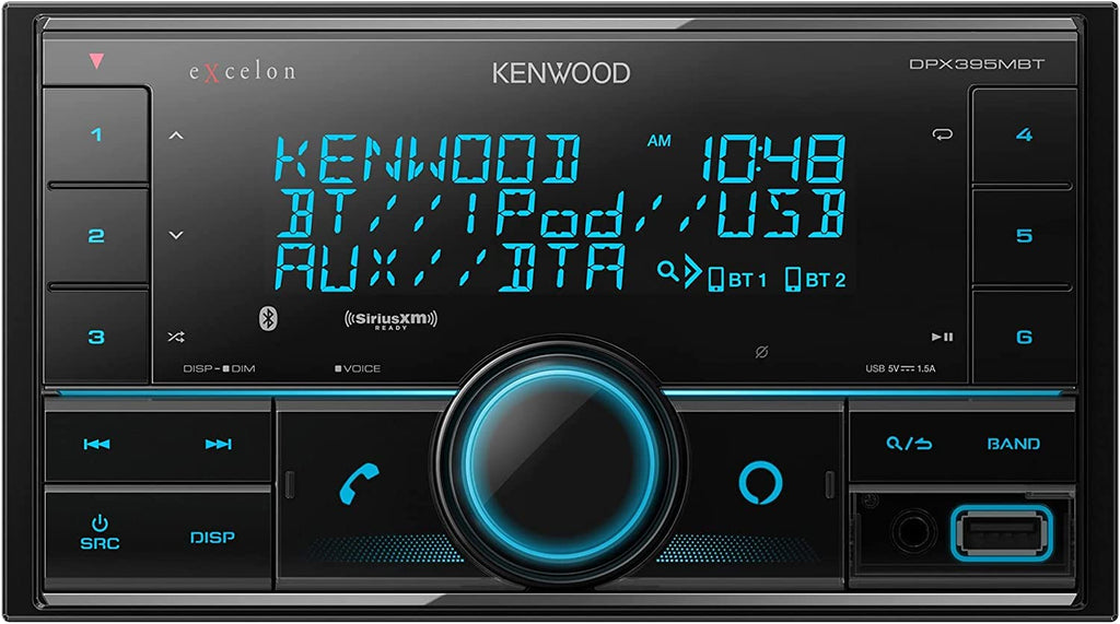KENWOOD DPX395MBT Double DIN in-Dash Digital Media Receiver with Bluetooth (Does not Play CDs), Mechless Car Stereo Receiver, Amazon Alexa Ready - Black, Plus SXV300V1 SiriusXM Tuner