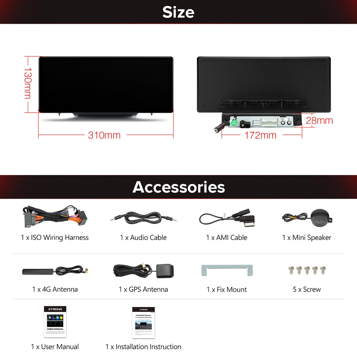 XTRONS 12.3 Inch Android 13 Car Stereo for Audi A3 S3 RS3 (Typ 8V)(2013-2018) MIB System, IPS Touch Screen 4+64GB Global 4G Car Radio GPS Navigation Support Wireless CarPlay Android Auto