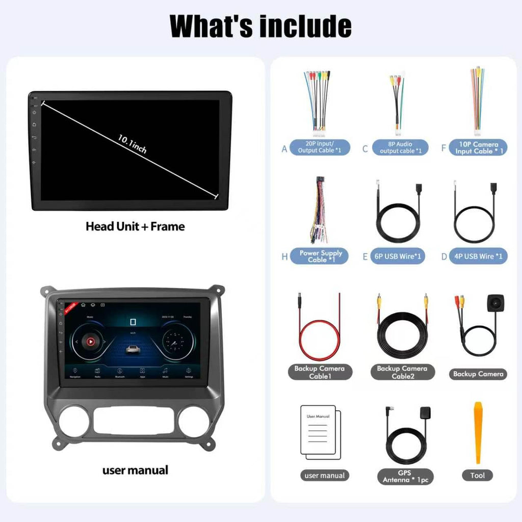 10.1" Car Radio for Chevy Silverado 2014-2018 GMC CarPlay & Android Auto