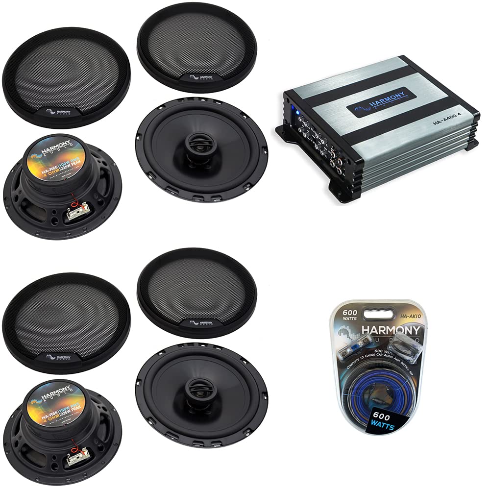 Harmony Audio 6.5 Speaker and Amp Kit A400.4 Fits Jeep Wrangler 2007-2017