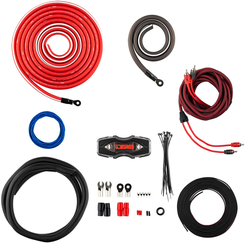 KICKER Subwoofer and Amp Package of 3 Items - 12" Solo-Baric L7S Vented 3000 Watt Dual Sub Enclosure, DS18 Korean Class D Monoblock Amplifier, and Complete 0AWG Wiring Kit DL7S122+EXL-P2000X1D+AMPKIT0