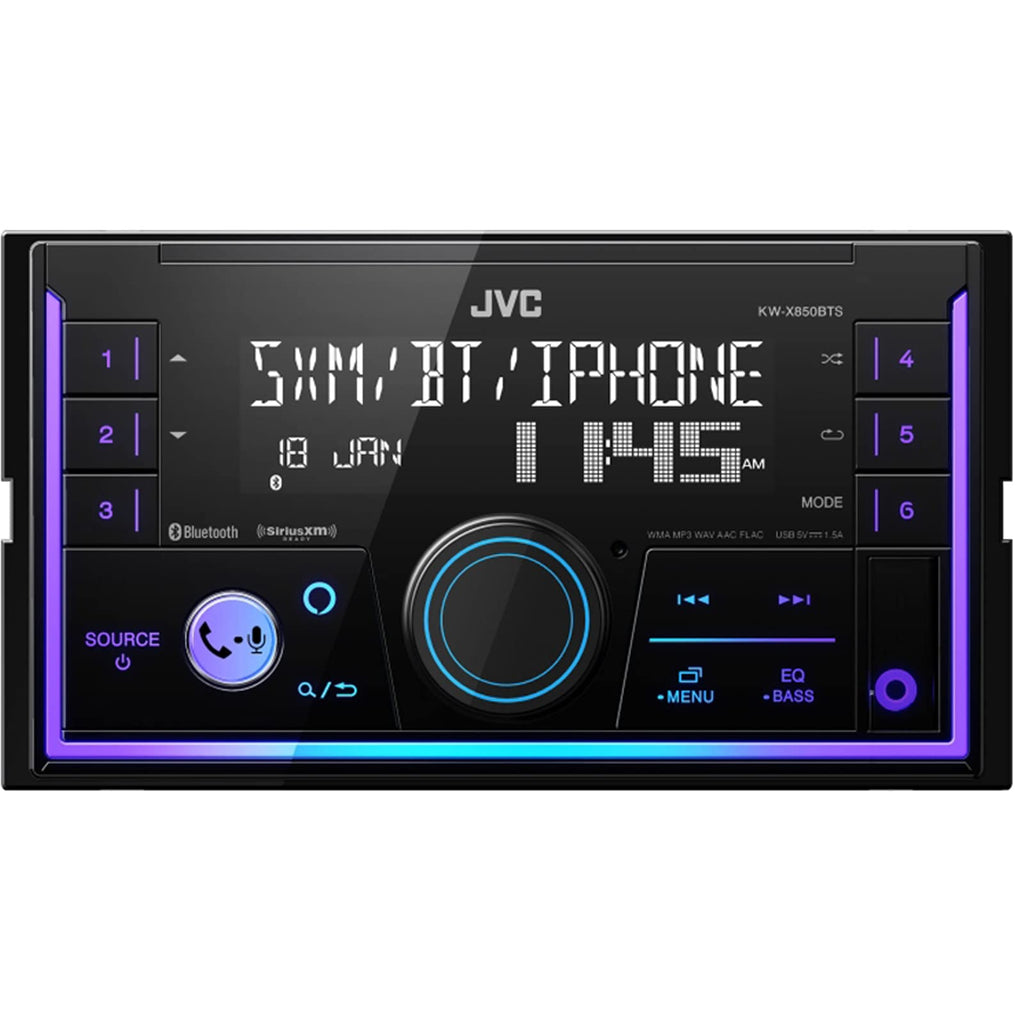 JVC in-Dash Double DIN USB/AUX Bluetooth AM/FM Stereo Digital Media Car Radio Receiver, 4X 6x8 300 Watt Max Power 2-Way Vehicle Audio Speakers, 16 Gauge 50 ft Speaker Wire
