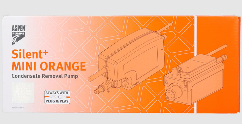Aspen Silent+ Mini Orange Gen 5 Condensate Pump – Ultra Quiet 16dB(A), Variable Speed, Universal Mini-Split HVAC Pump, Ceiling & Floor Install - FP3430/MG