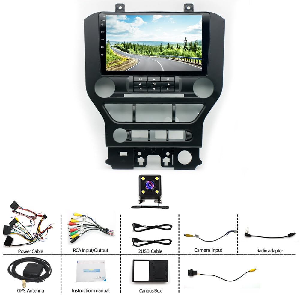 Android Car Stereo Radio for Ford Mustang 2015 2016 2017 2018 2019 2020 2021 GPS Head Unit 2+32G for CarPlay Wireless Android Auto Car Screen w/Bluetooth WiFi FM/RDS DSP SWC Bckup Camera 9in
