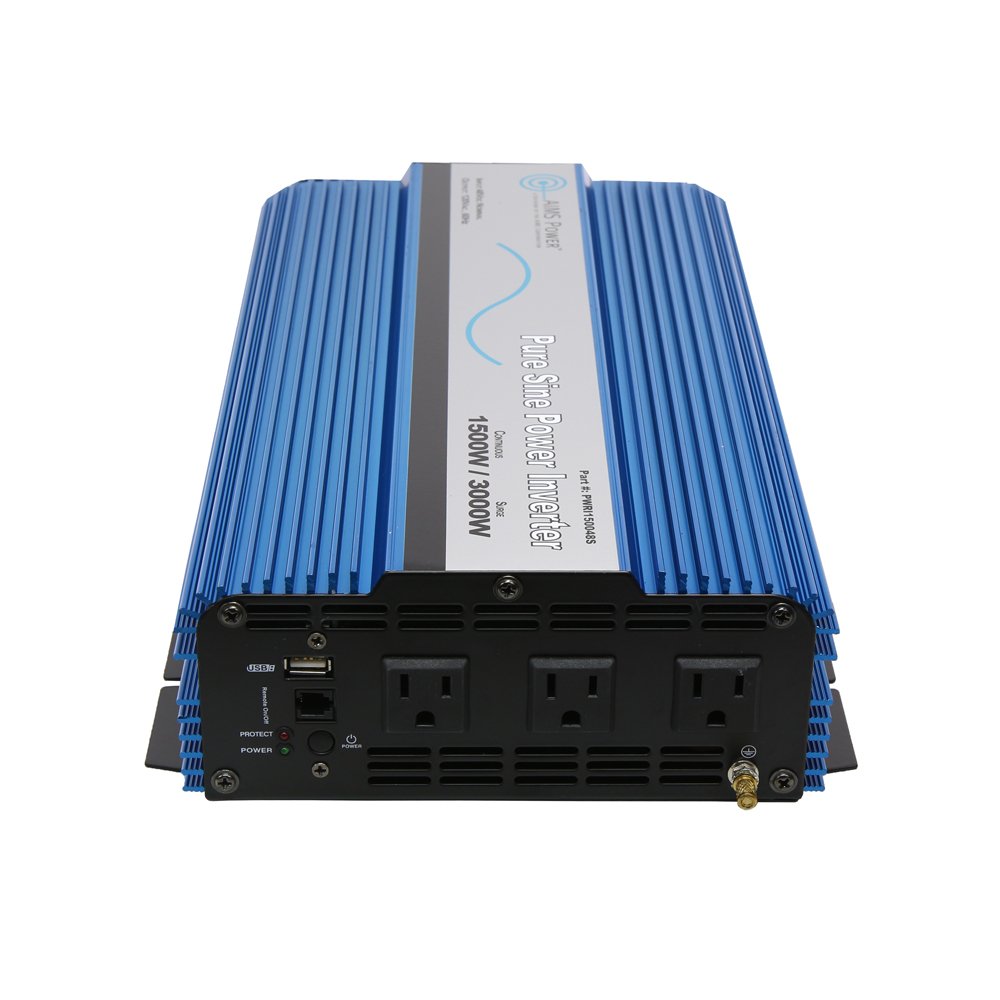 AIMS Power PWRI300012120S Pure Sine Inverter, 3000 Watt Continuous Power, 6000 Watt Surge Peak Power, 12 Volt DC Input, Pure Sine Wave, GFCI Outlet, AC Direct Connect Terminal Block