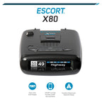 Escort X80 Laser Radar Detector - Extreme Long Range Early Alert Protection, False Alert Filter, Multi Color OLED Display, Crystal Clear Voice Alerts, Live Crowd Sourcing, Black