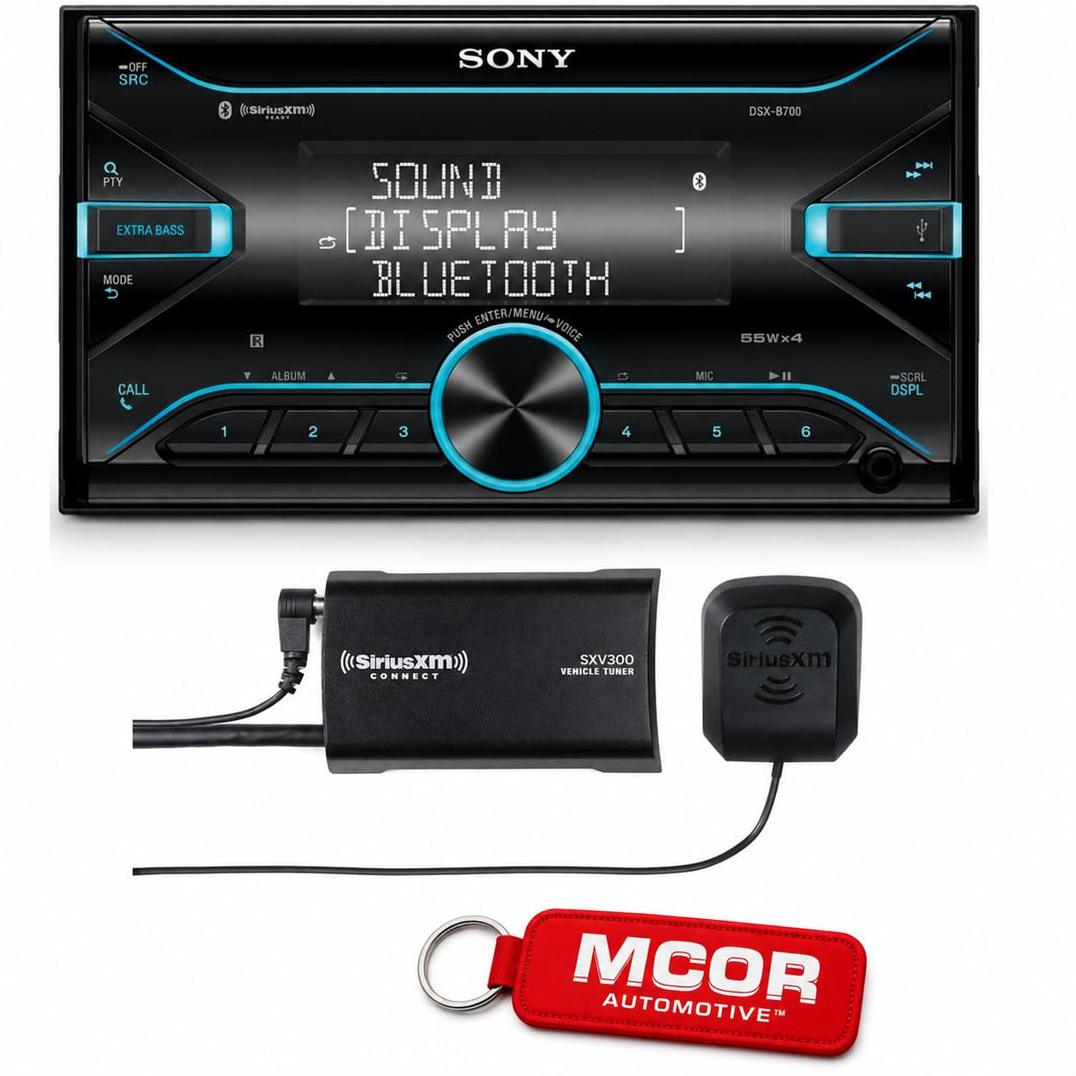 Sony DSX-B700 Double-DIN Media Receiver with Dual Bluetooth, SiriusXM Ready, Front USB, FLAC, 10-Band EQ + SXV300V1 SiriusXM Vehicle Tuner Bundle
