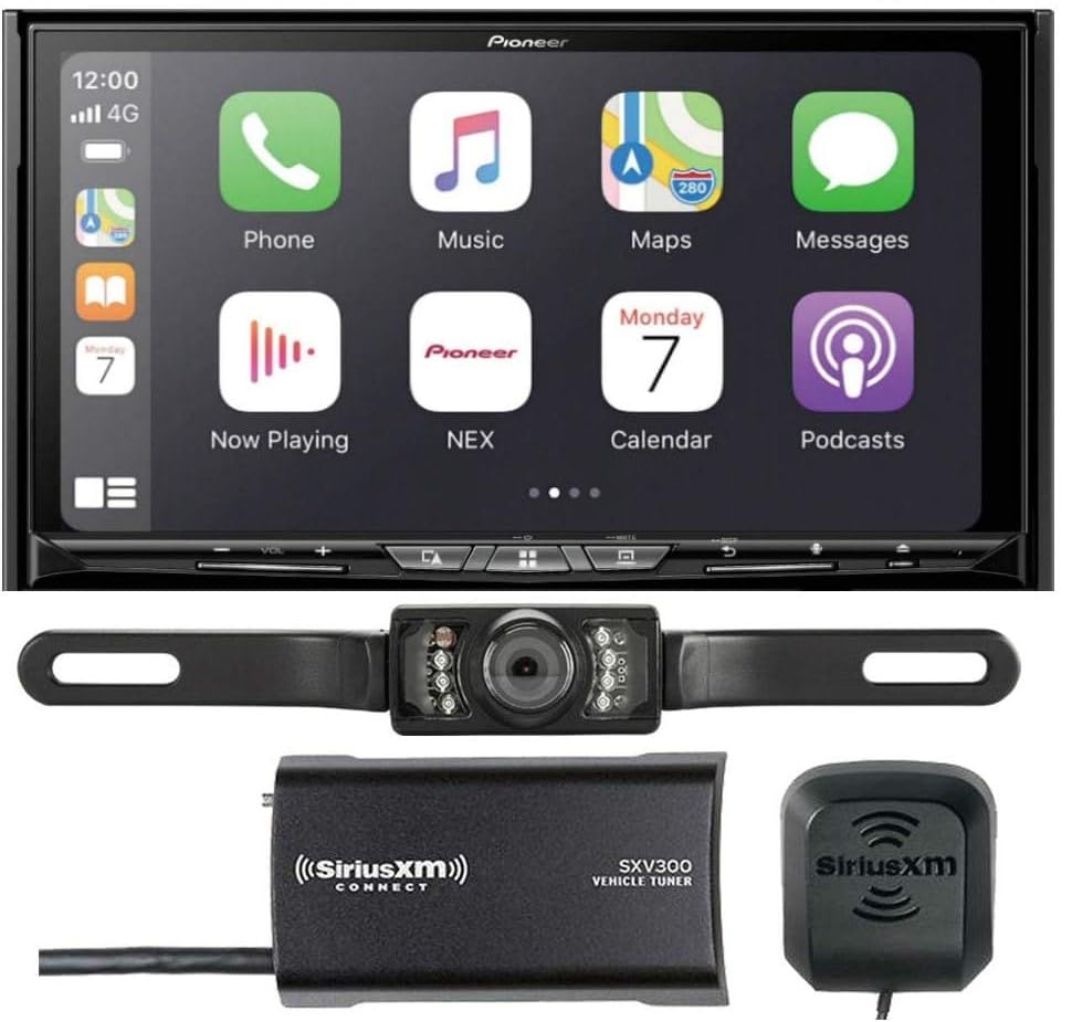 Pioneer AVIC-W8600NEX 7" Navigation DVD Receiver + SiriusXM Tuner SXV300v1 + License Plate Backup Camera + Sound of Tri-State Lanyard Bundle (Renewed)