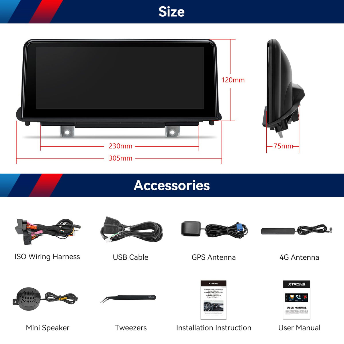XTRONS 10.25 Inch Android 14 Car Stereo for BMW X5 F15 / X6 F16 (2014-2017) NBT System, IPS Touch Screen 4+64GB Car Radio GPS Navigation Support Wireless CarPlay Android Auto 4G LTE