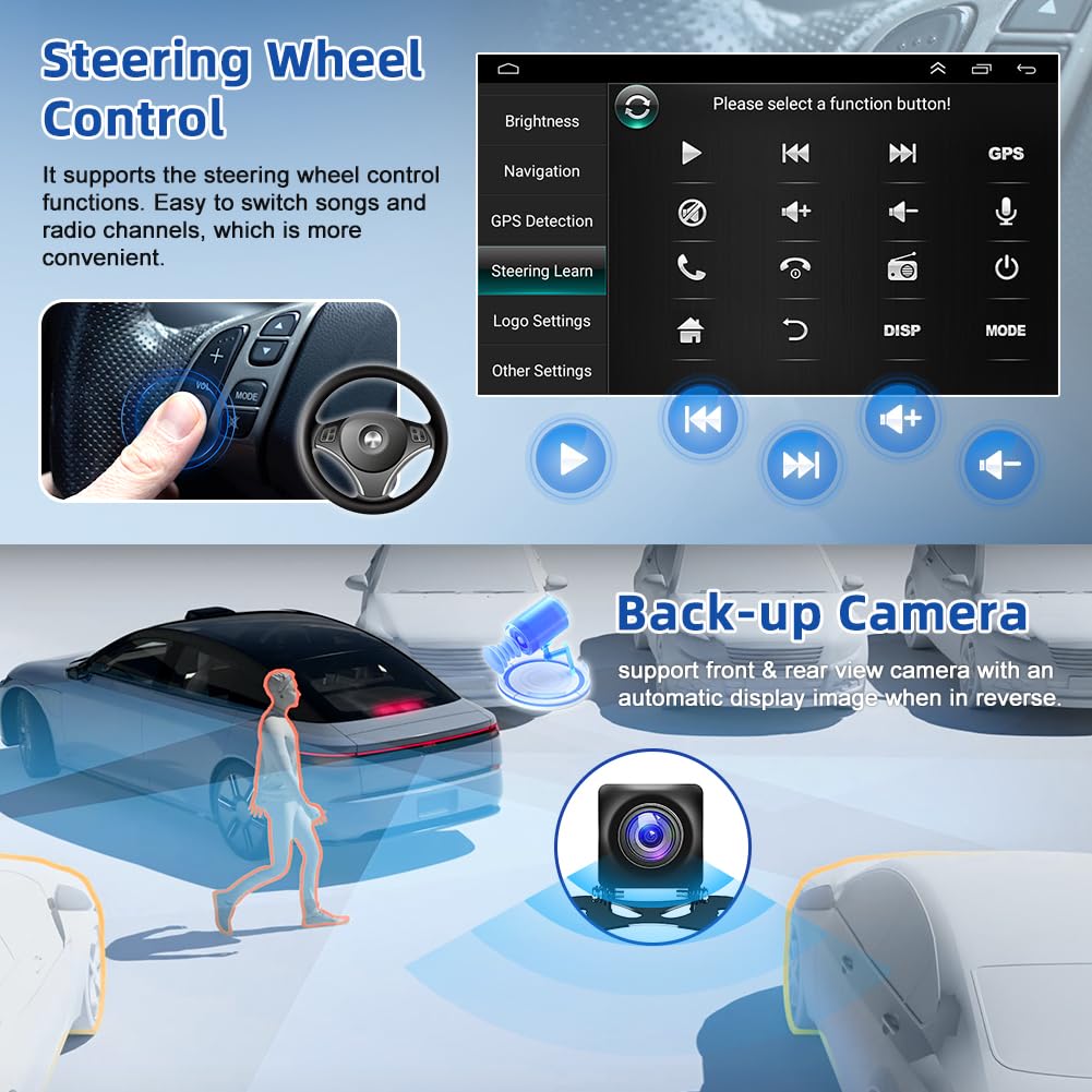 4G+64G Car Radio Upgrade for Chevy Express 2008-2024 with Wireless CarPlay and Android Auto, 10 Inch Touch Screen Android 14 Double Din Car Stereo for Express w/Bluetooth WiFi GPS FM BT SWC EQ Camera