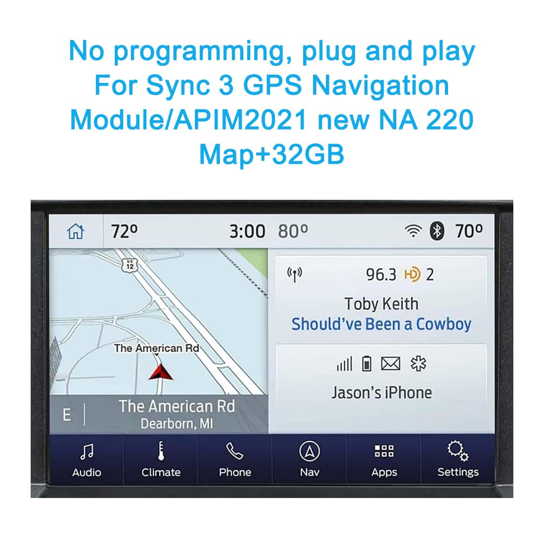 for Accessories SYNC 3 APIM Module Navigation Upgrade Latest V3.4 System Version NA 222 Map GPS Navigation, APIM Module Supports Apple CarPlay and Android Auto, Compatible 16-19 F150 - F450