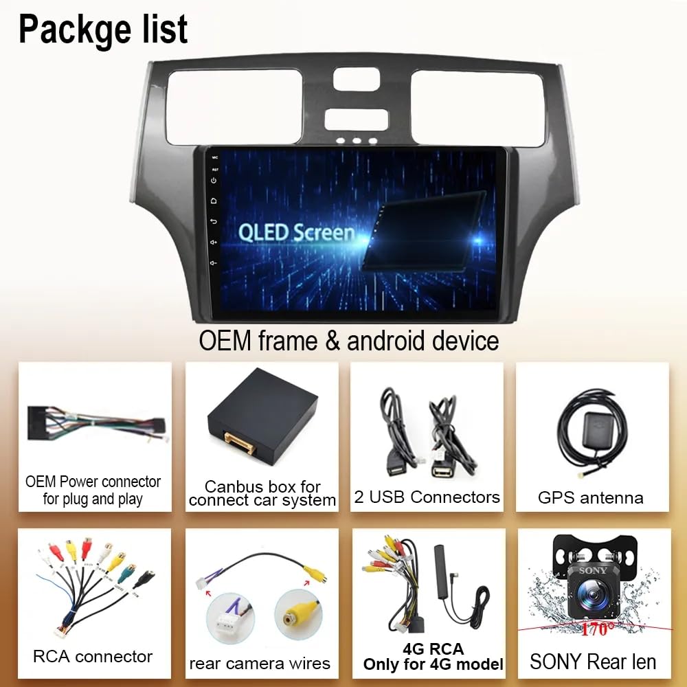 Android 13 Car Radio for Lexus ES250 ES300 ES330 2001/2002/2003/2004/2005/2006 Stereo 9 Inch IPS Screen 8 Core 4G+64G Built-in Wireless Carplay/Android Auto/WiFi/Bluetooth Free Camera