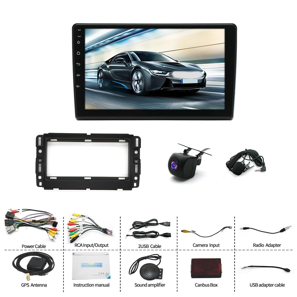 4G+64G Car Radio Upgrade for Chevy Express 2008-2024 with Wireless CarPlay and Android Auto, 10 Inch Touch Screen Android 14 Double Din Car Stereo for Express w/Bluetooth WiFi GPS FM BT SWC EQ Camera