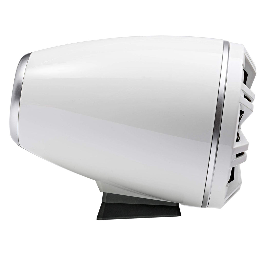 KICKER KMFC8W 8" Flat Mount Loaded Marine Wake Towers with 46KM84L Speakers - White Grills and Enclosures