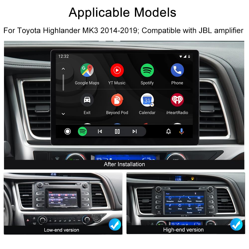 13.1" 2K QLED Car Stereo Radio for Toyota Highlander 2014-2019