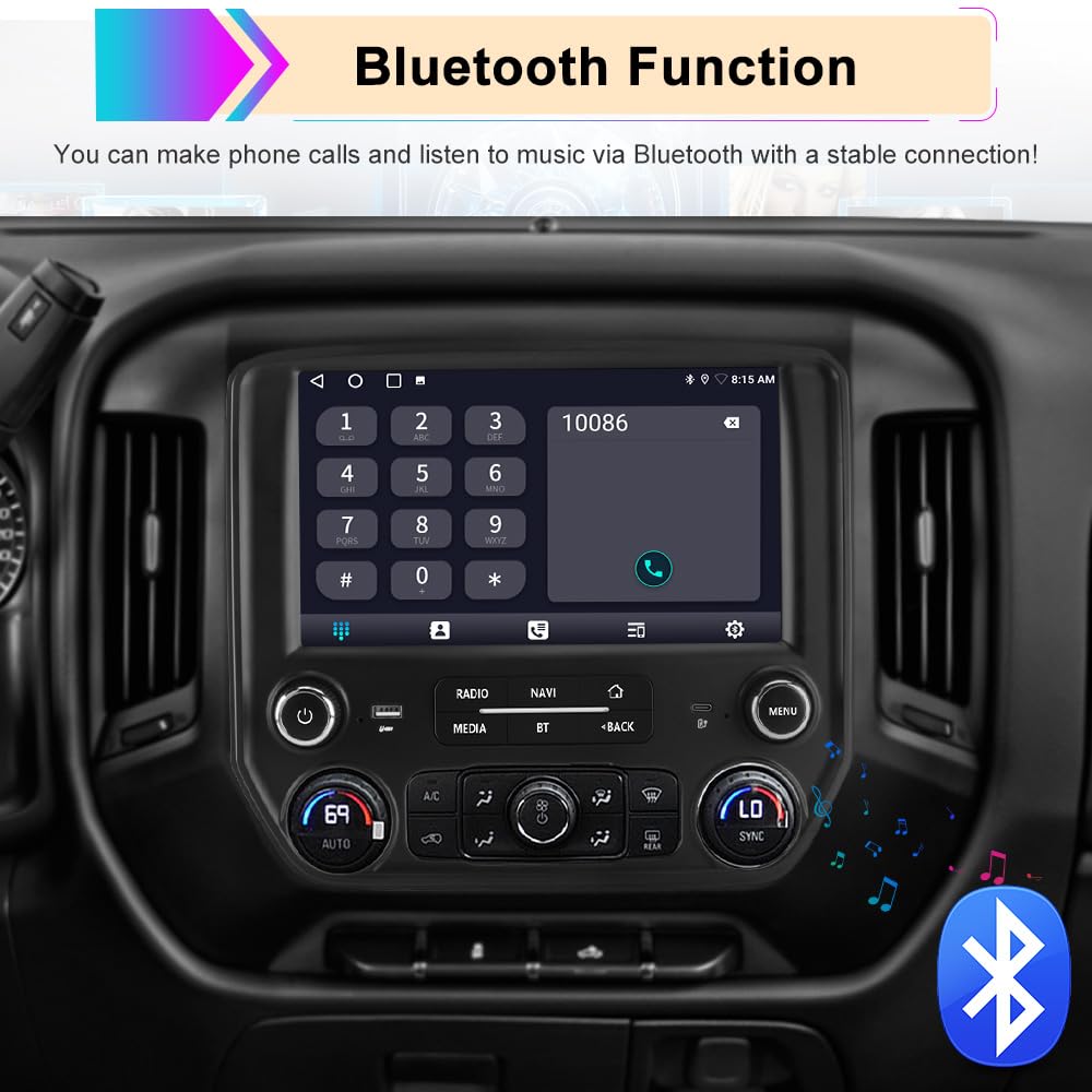 10.1” Car Radio Stereo for Chevy Silverado/GMC Sierra 2014–2018 | 2GB+64GB | Wireless CarPlay & Android Auto | DSP | Backup Camera | SWC | Bluetooth | FM/AM/Radio | SWC | WiFi