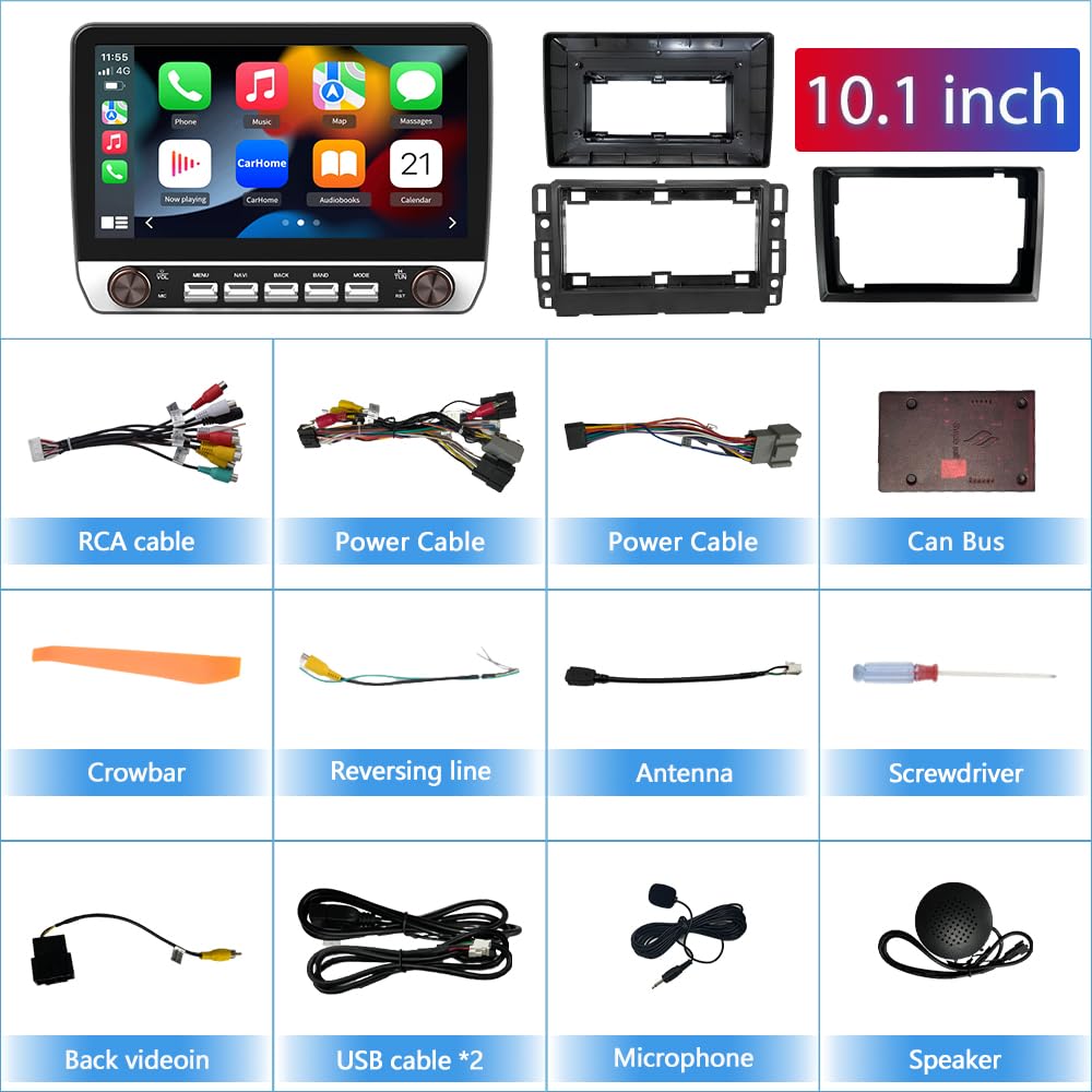 64GB Car Stereo for Chevy Silverado GMC Sierra Yukon 2007-2013 Carplay