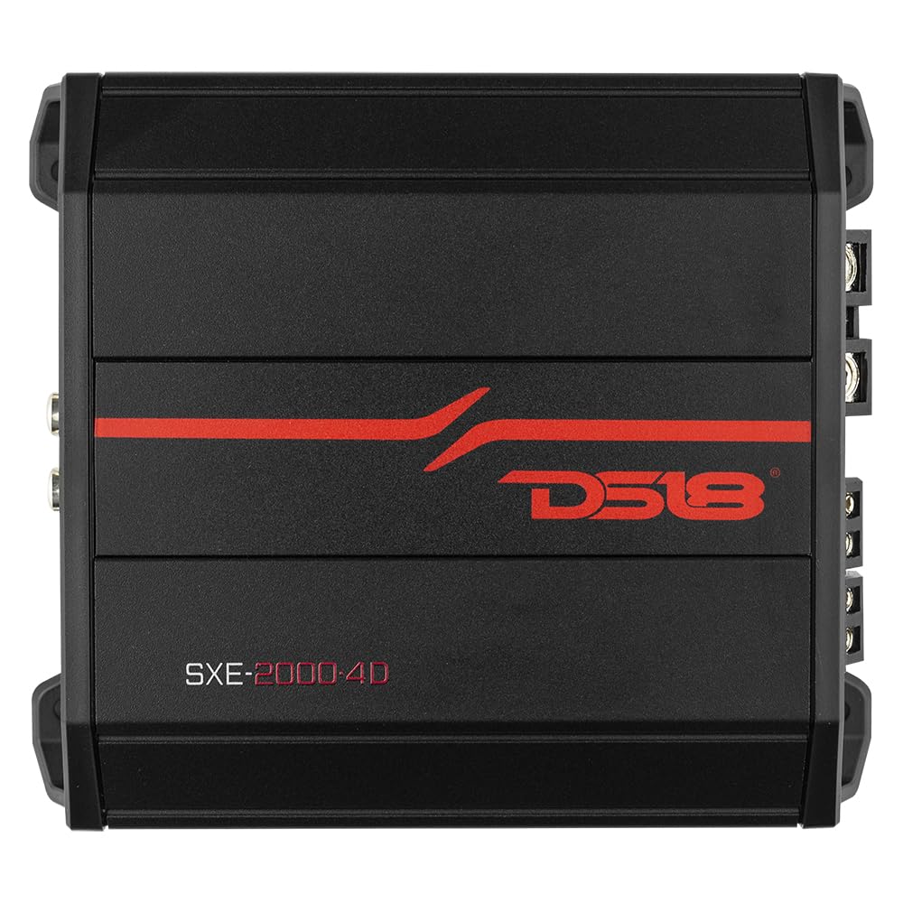 DS18 SXE-2000.4D/BK 4-Channel Car Amplifier Class D Full Range 4X 150 Watts RMS @ 4-ohm Compact Amp- Bridgeable Amp 4 Channels 2000 Watts Max Power (Renewed)