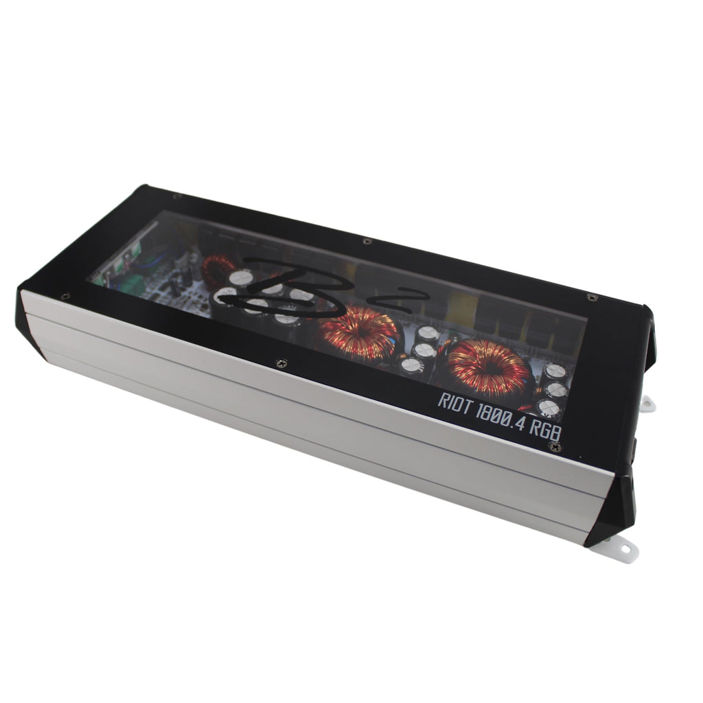 B2 Audio RIOT 1800W 2-Ohm Class D 4-Channel Amplifier w/RGB LED Illumination
