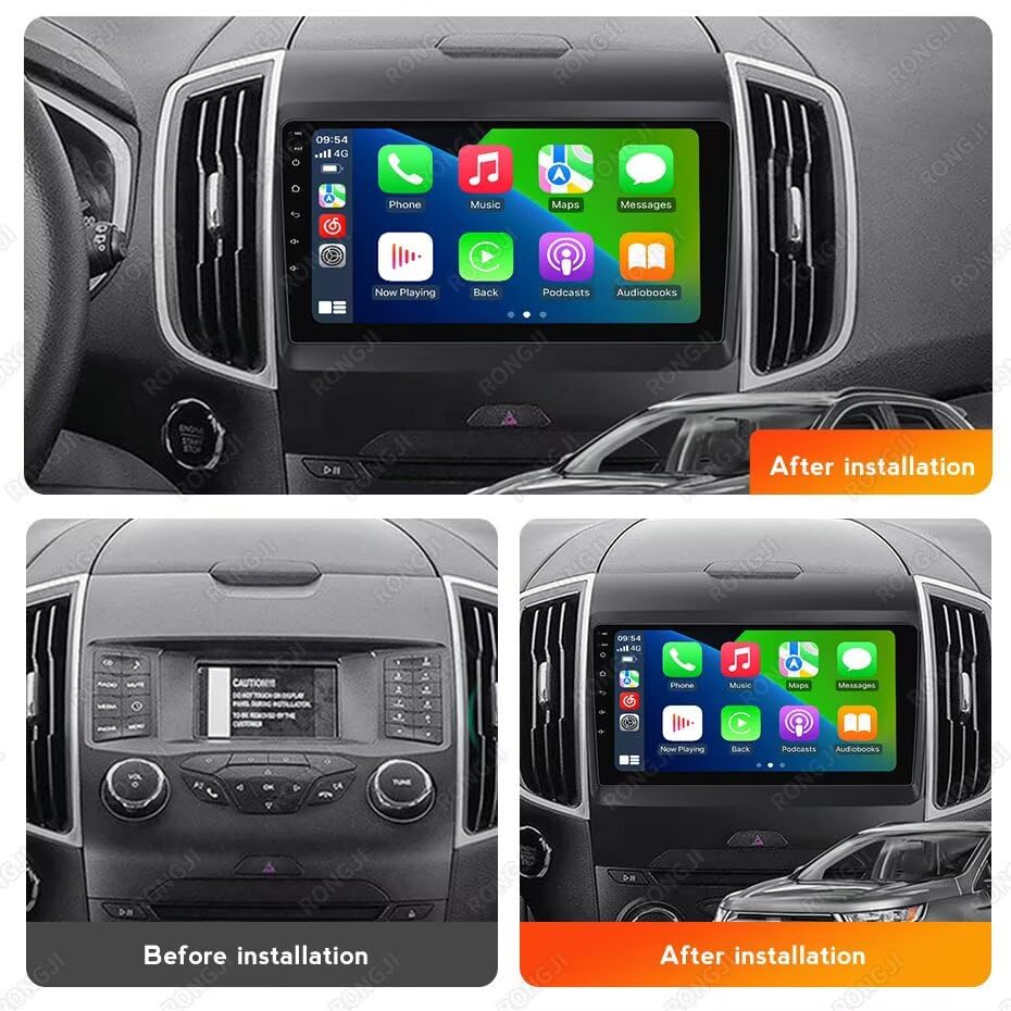 Radio for Ford Edge 2 2015 2016 2017 2018 Stereo Upgrade Dash Kit Car GPS Navigation,2+32GB 9" IPS Touch Screen Head Unit with Car-Play & Android Auto/SWC/Rear View