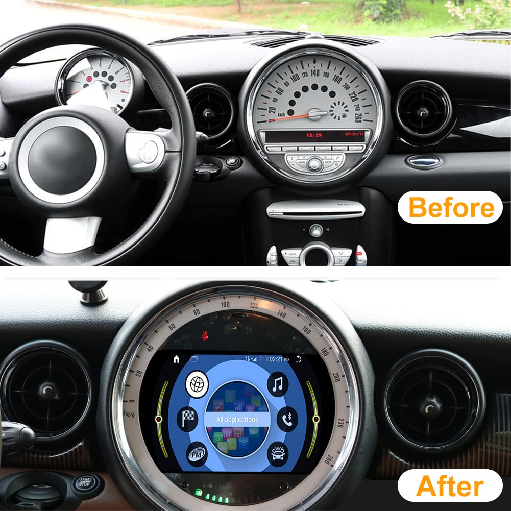 [8+64G] Android 13 Car Radio Stereo for Mini Cooper R56 2007-2010 with Carplay Android Auto 7 inch Touchscreen Car Stereo WiFi GPS Navigation Steering Wheel Control Backup Camera