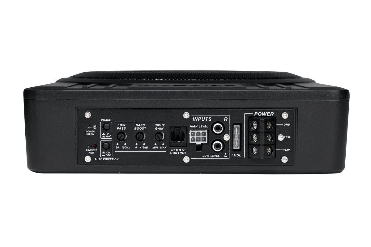 Hifonics Brutus BW-110A - 800 Watts Compact Amplified Under The Seat Car Truck Subwoofer Low Profile with Bass Remote, Great for Vehicles That Need Bass But Have Limited Space, Black