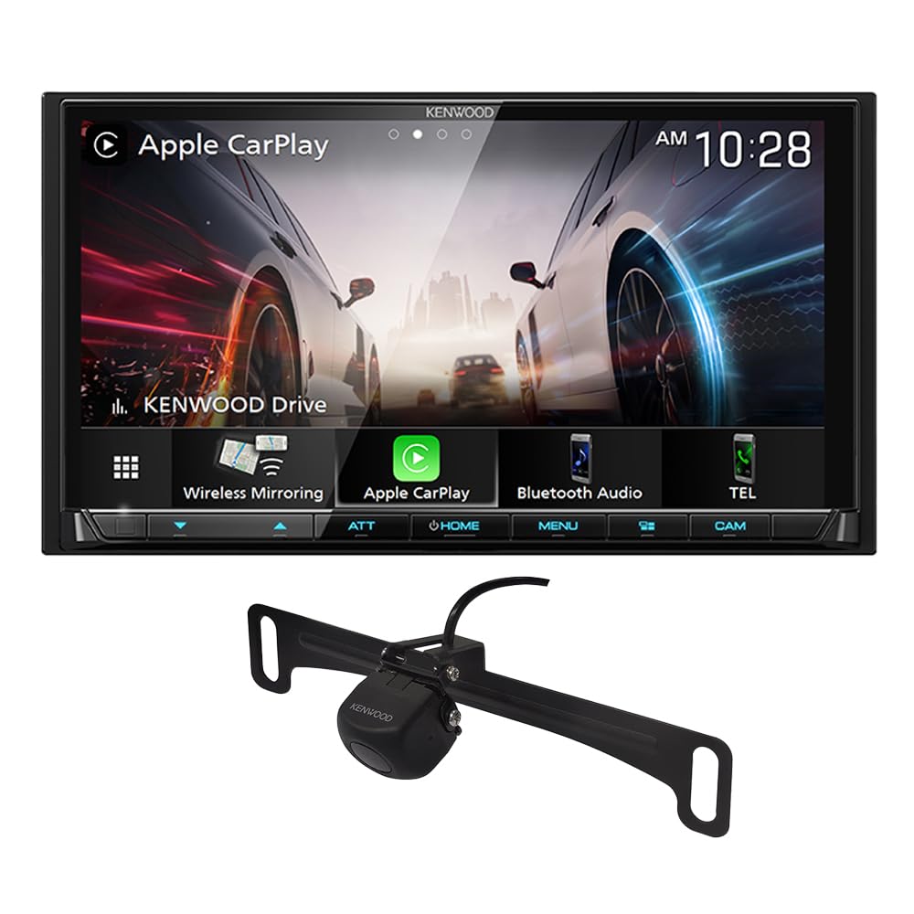 KENWOOD DMX9708-230LP 6.95-Inch Capacitive Touch Screen, Car Stereo, Wired and Wireless CarPlay and Android Auto, Bluetooth, AM/FM Radio, MP3 Player | Plus KENWOOD CMOS-230LP Universal Backup Camera