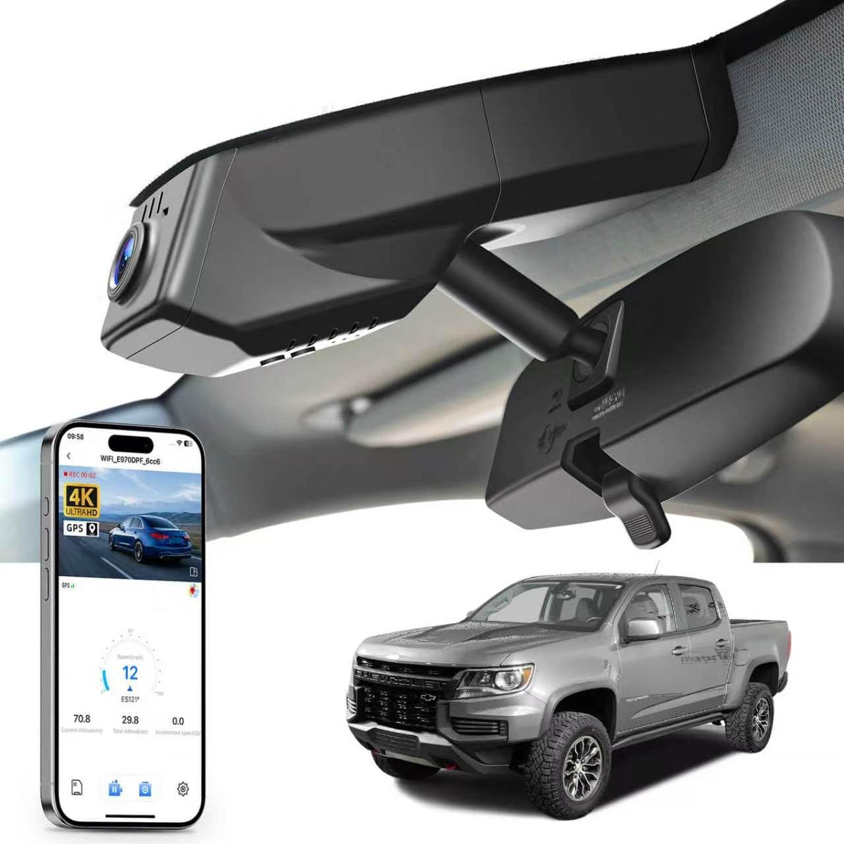 Mangoal 4K Dash Cam Custom fit for Chevy Colorado 2015-2022(Model A)