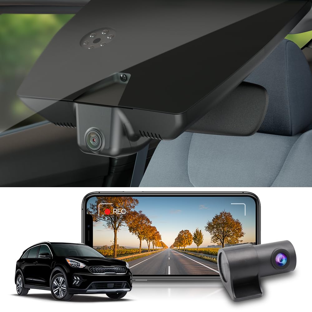 Fitcamx 4K Dash Cam Suitable for Kia NIRO 2017-2022 & NIRO EV 2019-2022 FE Touring EX Premium LX S EX (G5000), OEM Look, UHD 2160P Video, WiFi &APP, Loop Recording, G-Sensor, Easy to Set, 64GB Card