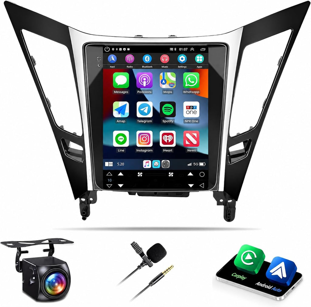 Android 15 Car Stereo Radio for Hyundai Sonata 2011-2015 9.7inch Touchscreen with Wireless Carplay Android Auto GPS Navigation, WiFi, Bluetooth, FM/RDS Radio, HiFi, SWC+Rear Camera (2+32G)