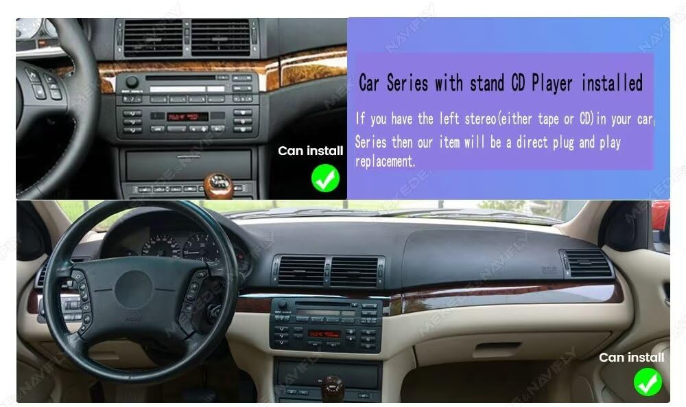 Radio for BMW 3 Series E46 M3 1998-2006 Stereo Upgrade Dash Kit Car GPS Navigation,2+32GB 9" IPS Touch Screen Head Unit with Car-Play & Android Auto/SWC/Rear View