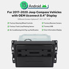 Joying Car Radio for Jeep Compass 2017-2020, Android 13 Head Unit 8 Inch IPS Touchscreen Stereo for 8.4" OEM Display, with CarPlay & Android Auto, GPS Navigation, AM/FM, Volume Knob(JY-CR811T4)