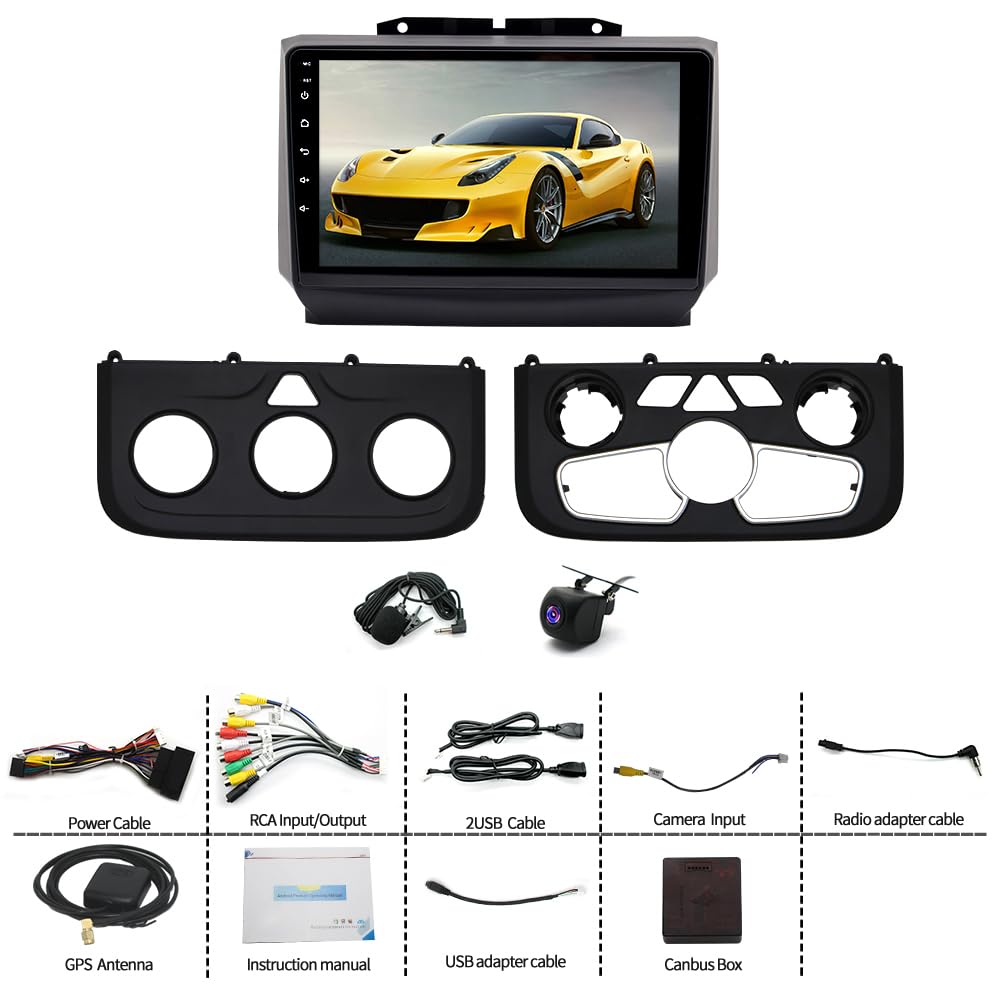 Car Radio Stereo for Dodge Ram 1500 2500 3500 2013 2014 2015 2016-2019 with Wireless CarPlay Android Auto, 9 Inch Android 14 Touch Screen HiFi Audio GPS Navigation WiFi Bluetooth SWC HD Camera-2+64G