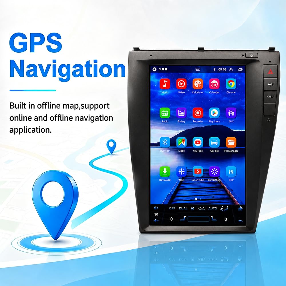 Car Stereo Radio 12.8 Inch Android 15 for Lexus ES350 2006-2011 Base Trim