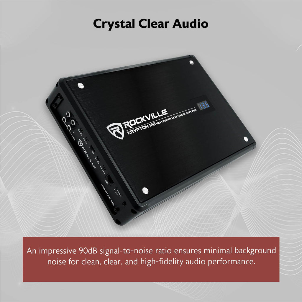 Rockville Krypton-M2 Mono 1-Ohm Car Amplifier, 3000W Peak, 750W RMS
