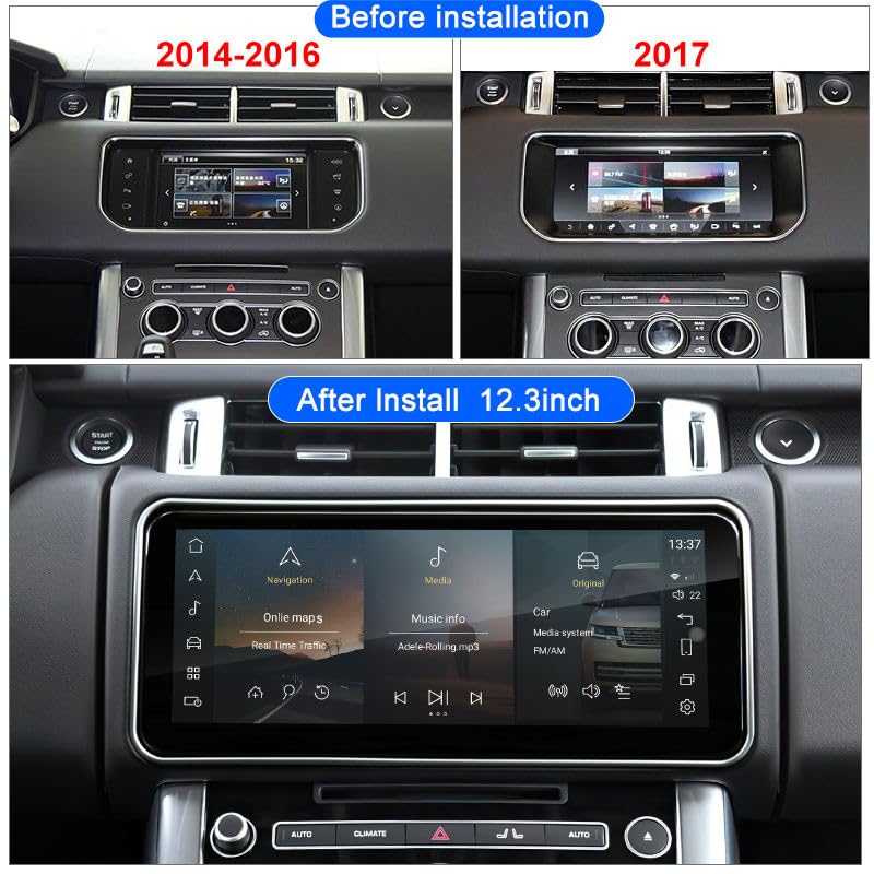 8+128GB 12.3'' Android 13 Car Stereo Navigation for Range Rover Sport L494 2014-2017 Touch Screen with CarPlay/Android Auto | GPS+4G+Split Screen | Plug & Play Upgrade (OEM Bosch System, White)