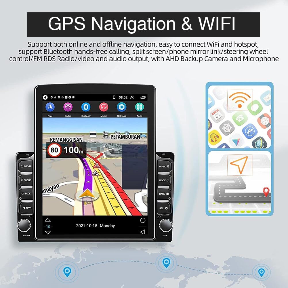 2G+64G Car Radio for Ford F250 F350 Super Duty 1999-2004 with Wireless CarPlay & Android Auto, 9.7 Inch IPS Touchscreen Android 14 Double Din Car Stereo w/Bluetooth GPS Navi WiFi FM Mirror Link Camera