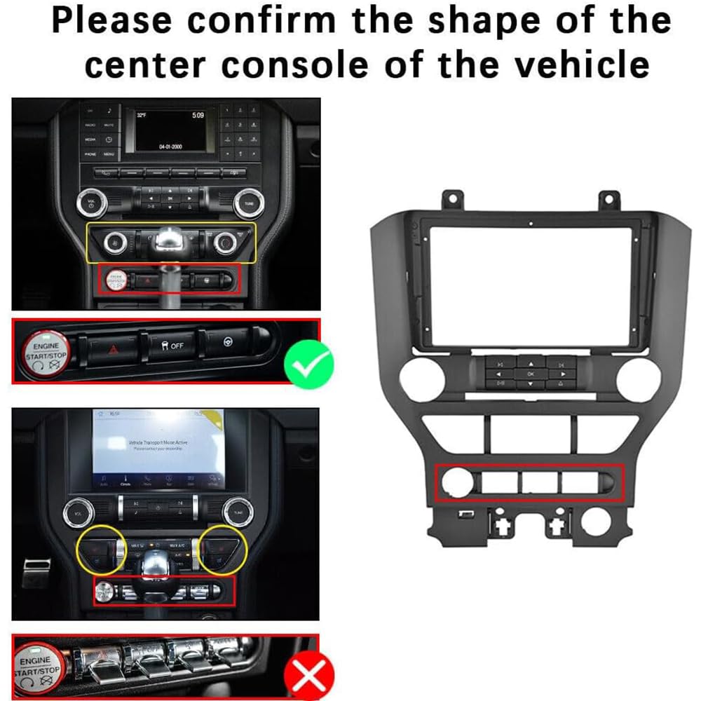Android 14 Double Din Car Radio for Ford Mustang 2015-2021, 9 inch Touch Screen Radio for Ford Mustang Head Unit with Wireless Carplay Android Backup Camera Bluetooth GPS Navigator WiFi FM RDS 2+64G