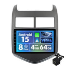8-Core Car Stereo for Chevrolet Sonic Aveo 2011-2015 Android 15 with Wireless CarPlay Android Auto, 4GB+64GB Car Radio WiFi 6 Bluetooth 5.4, DSP 48-Band EQ, 4K Video, Backup Camera