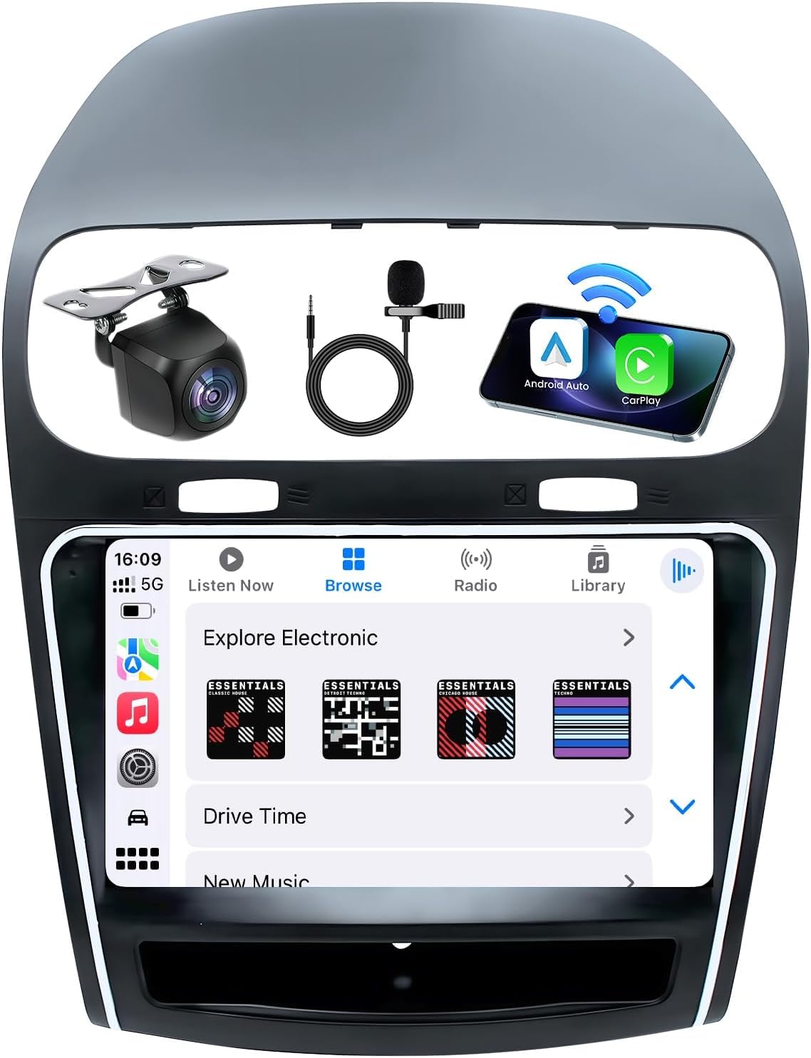 [12Core 6G+128G] Car Radio for Dodge Journey 2011-2019: 9" HD Touchscreen Stereo with Wireless CarPlay & Android Auto Mirror Link Split Screen BT5.0 5GWiFi GPS FM AM DSP SWC, Free Backup Camera