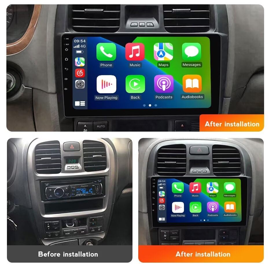 Car Radio Stereo for Hyundai Sonata Fe 2004-2012 Dash Kit Car GPS Navigation, 1+32GB 9" IPS Touch Screen Head Unit with Car-Play & Android Auto/SWC/Rear View
